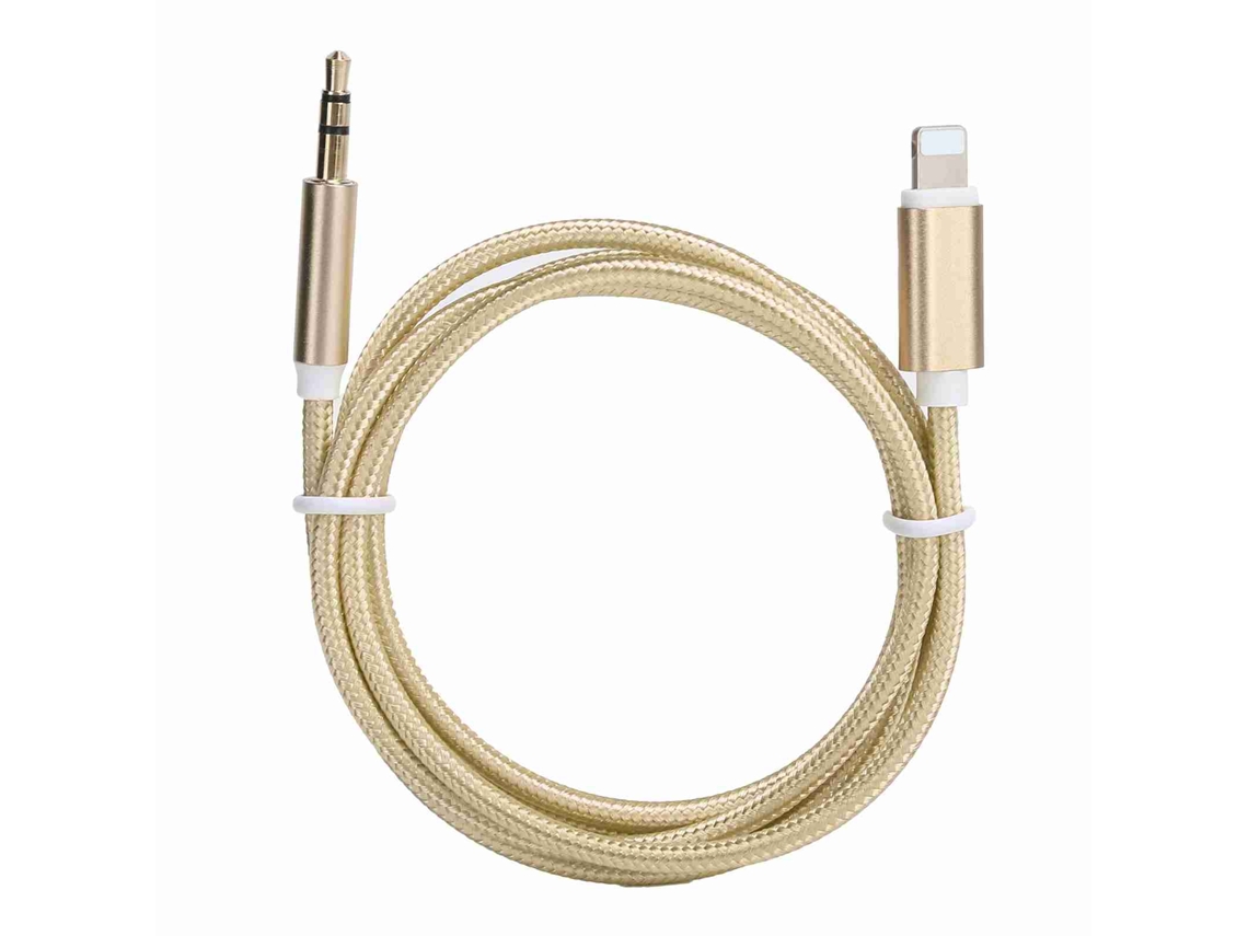 Mali cabo Aux para Carro Ios 12 com Adaptador 3.5mm, Cabo de Áudio Nylon Trançado Amarelo