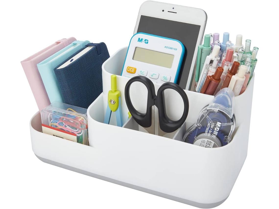 Caixa Organizadora de Mesa, Estojo para Canetas, Porta, Canetas, Organizador de Mesa, Material de Escritório, Penteadeira BRILVIBERA (branco)