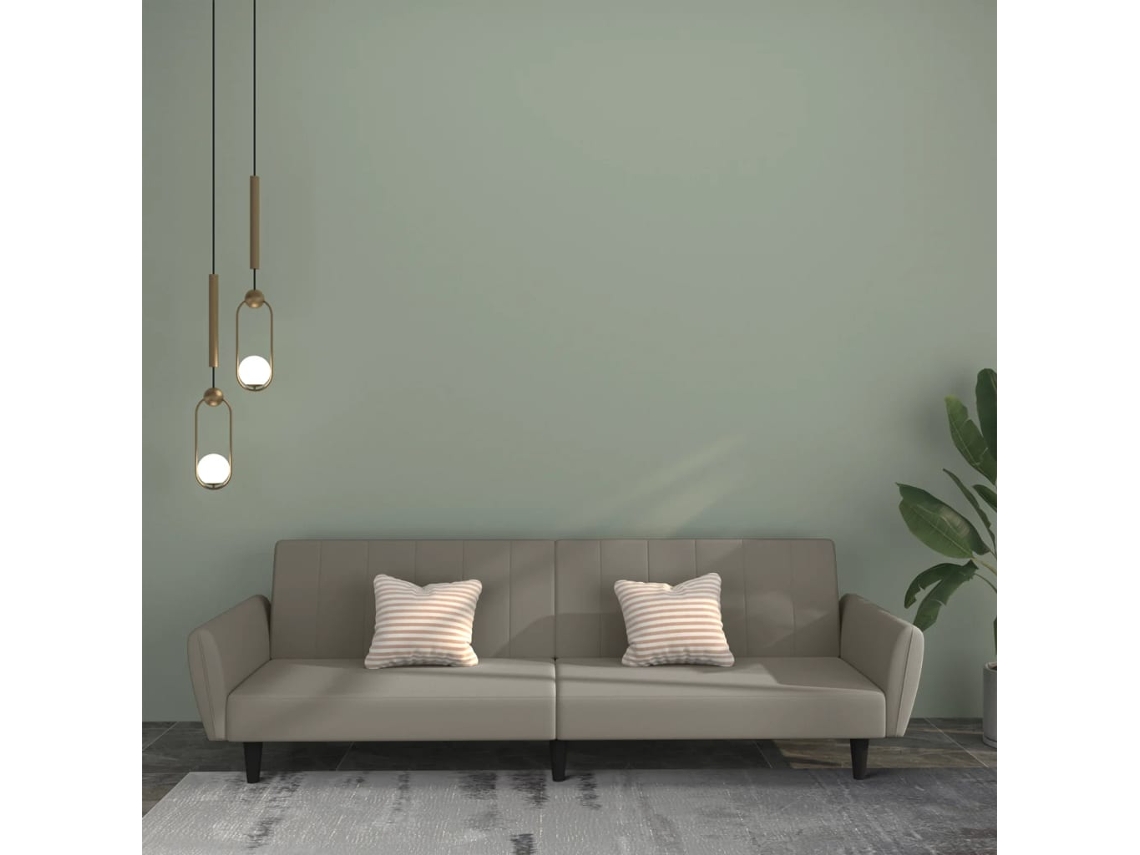 Vidaxl Sofá-cama De 2 Lugares Veludo Cinzento-claro