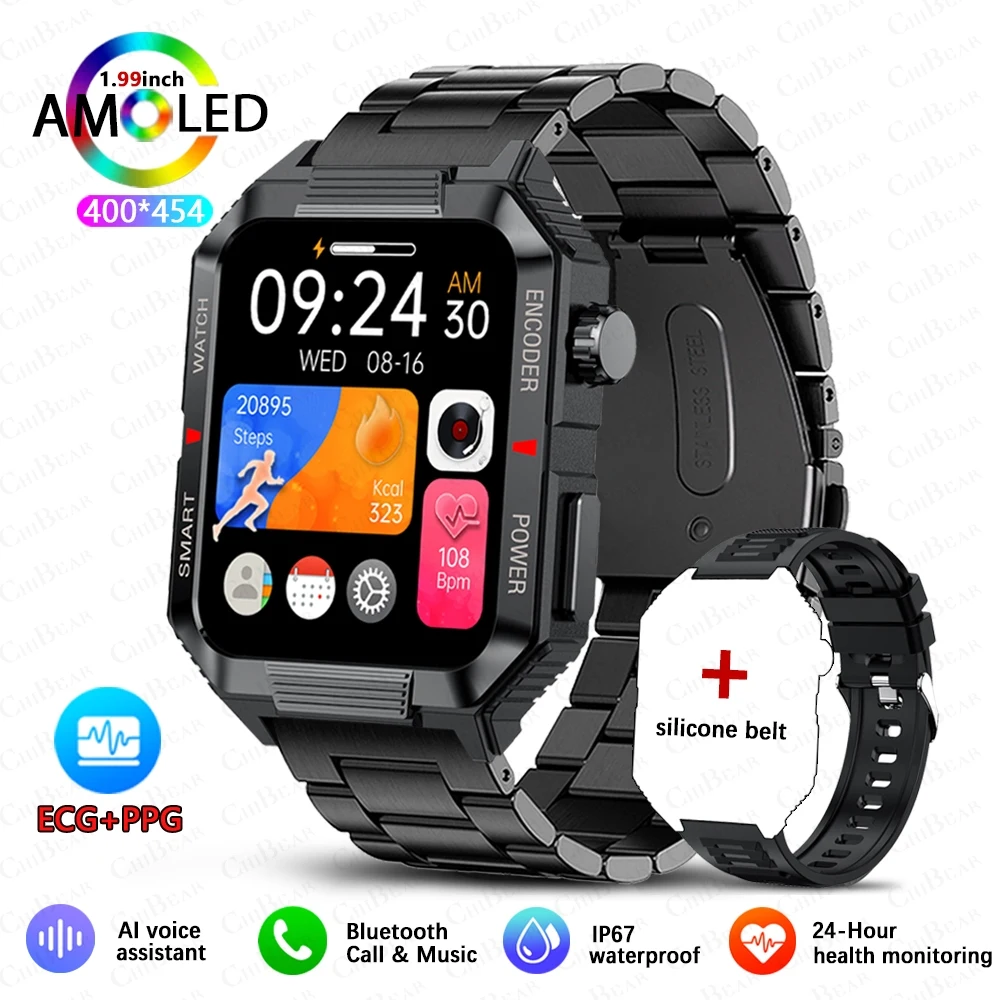 (aço Preto) Smartwatch Nfc, Gps, Monitoramento De Saúde E Fitness, Ecg+ppg À Prova D'água
