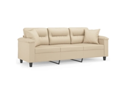 Maison Exclusive - Sofá 3 Lugares C/ Almofadas 180 Cm Microfibra Cor Creme
