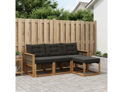 Vidaxl Conjunto De Sofás Para Exterior 4 Unid. Natural E Preto