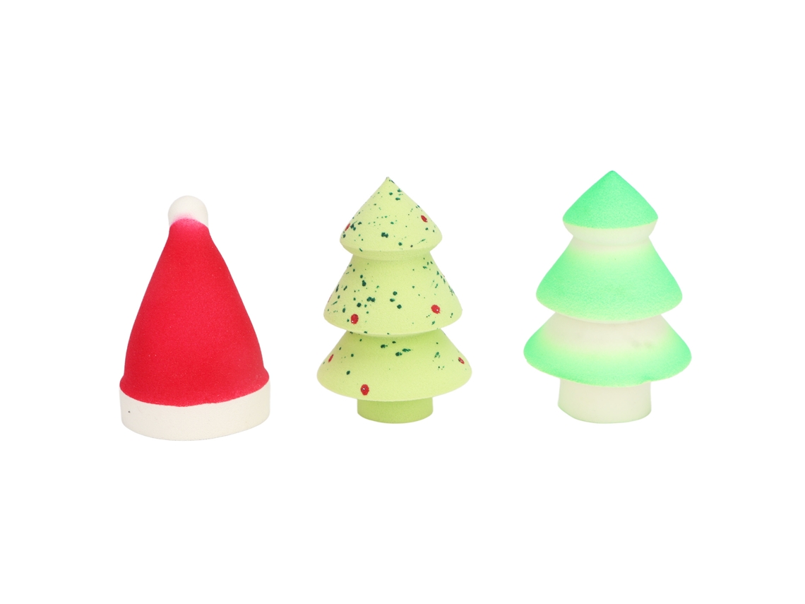 Set De 3 Esponjas De Maquillaje Navideño Para Mezclar Perfecto