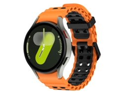 Bracelete para Samsung Galaxy Watch 7 Silicone Duas Cores Ocean Furos Duplos Laranja e Preto XIAOMOYU (40mm/44mm)