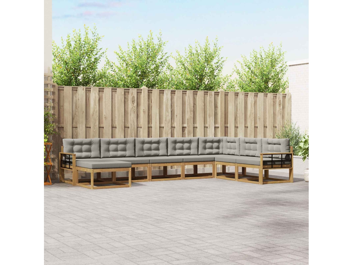Vidaxl Conjunto De Sofás Para Exterior 8 Pcs Branco E Cinzento-claro