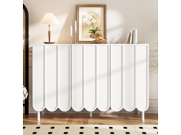Aparador branco com portas onduladas ZIWEI STORE (sem puxadores e com prateleiras ajustáveis) (120x35x80 cm)