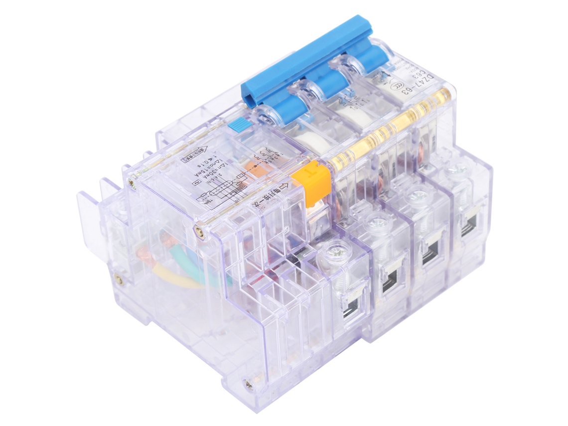 Veloriskku interruptor de Circuito Miniatura Transparente com Fuga Dz47le 63 3p C63 6 63a Equipamento Industrial