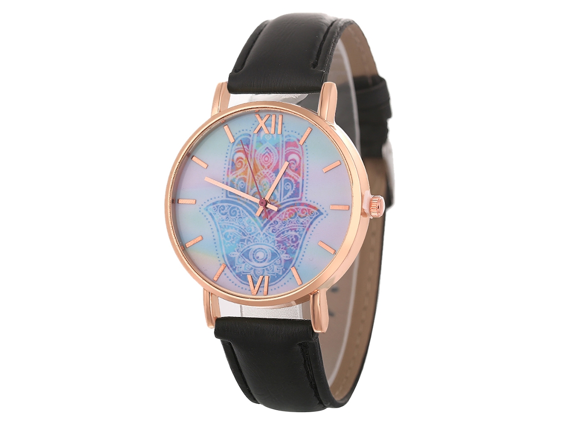 Relógio de quartzo unissex elegante e casual, ideal para presente de casais (preto)