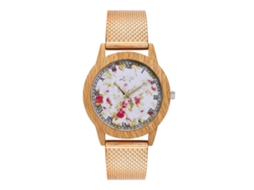 Relógio de quartzo com pulseira de silicone em malha, moderno e elegante, para meninos e meninas, cor ouro rosa.