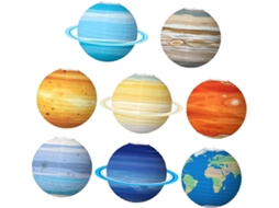 Conjunto De 8 Lanternas De Papel Planetárias Para Pendurar, Com Tema Espacial, Coloridas E Resistent Gokoco