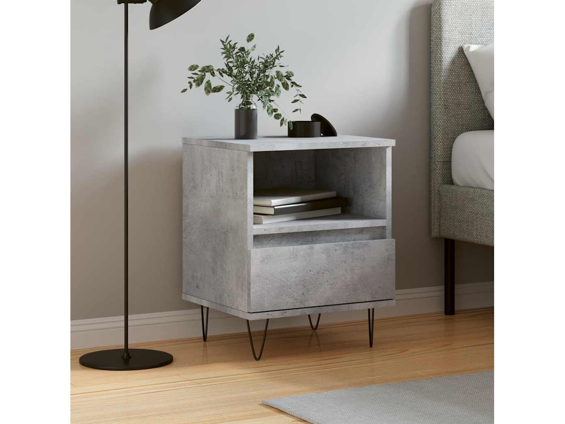 Vidaxl Mesa De Cabeceira 40x35x50cm Derivados Madeira Cinzento Cimento