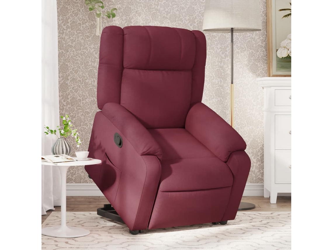 Vidaxl Poltrona Reclinável Elevatória Tecido Vermelho Tinto