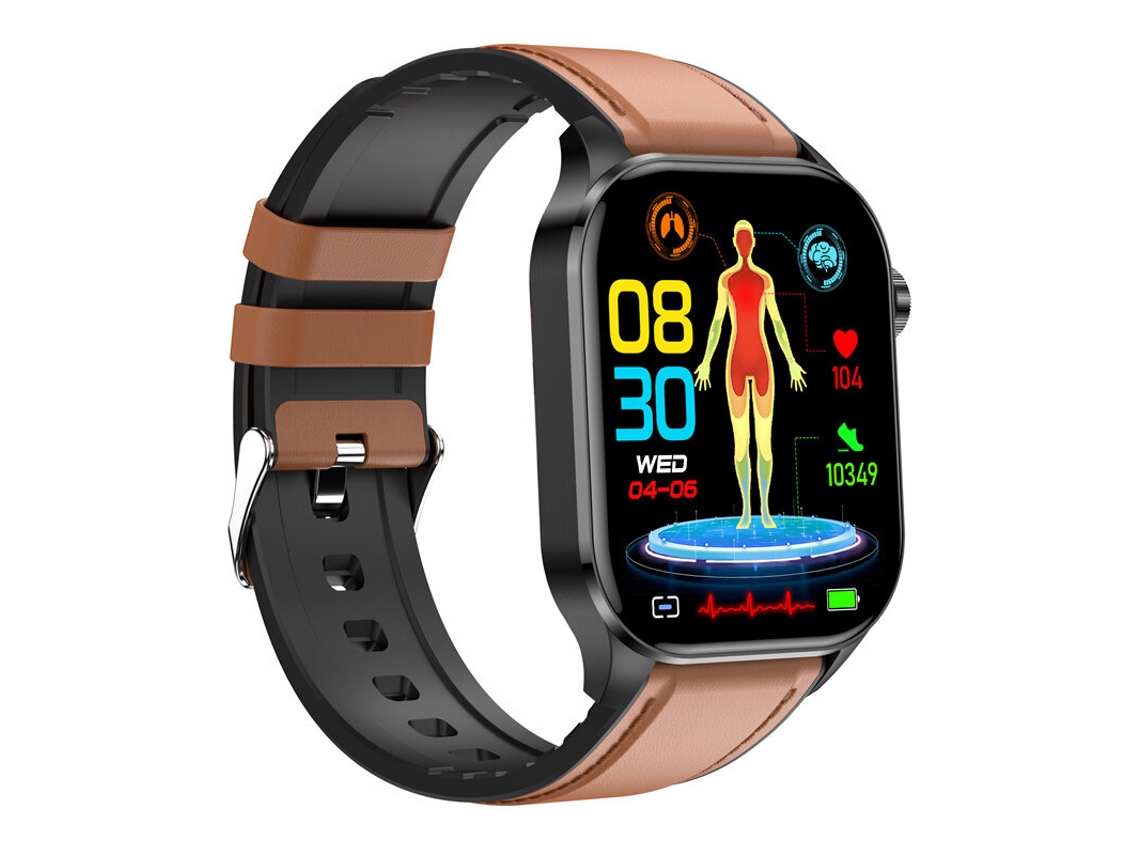 Couro Preto Et580 Tela Amoled Hd De 2,04 Polegadas Medição Da Composição Sanguínea Ecg Eletrocardiograma Bluetooth Chamada Relógio Inteligente Mdug