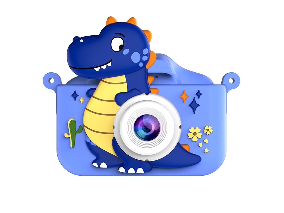 Câmera Dupla Hd Infantil de Desenho Animado YUNZII (dinossauro Azul, Câmera Dupla de Alta Definição, Cartão de Memória Não Incluído)