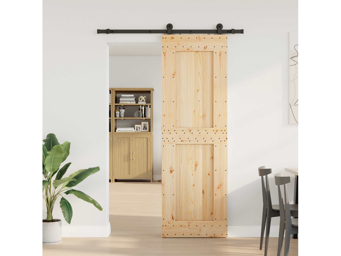Vidaxl Porta Deslizante Narvik Natural E Preto 70 X 210 Cm (152,5 Cm)