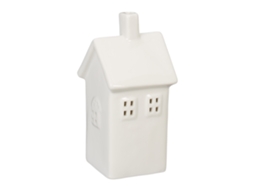 Relaxdays Casa De Luz De Chá Em Cerâmica, Casa Decorativa Para 1 Vela, A X L X P: 13,5 X 6,5 X 7 Cm, Branco