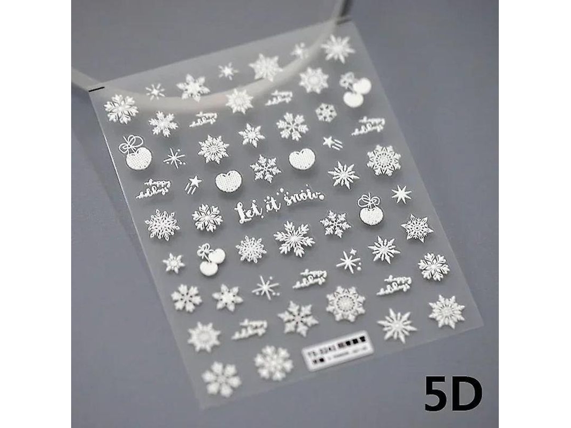 Sticker de Arte de Unha 3d com Strass Brilhante e Floco de Neve Natal Laser Autoadesivo