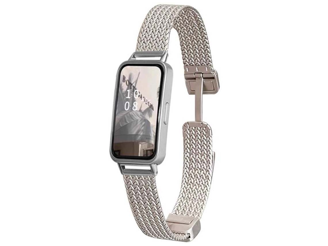 Bracelete para Huawei Band 10 / 9 / 8 Aço Inoxidável com Fecho Magnético Wheat Ear Starlight XIAOMOYU