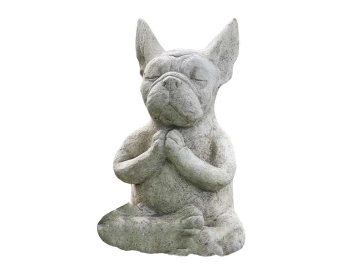 Estátua de Bulldog Francês para Jardim, Artesanato em Resina para Meditação, Homenagem a Cães BRILVIBERA