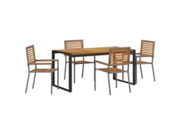 Maison Exclusive - Conjunto De Jantar Para Jardim 5 Pcs Cinza E Marrom Vime Pe