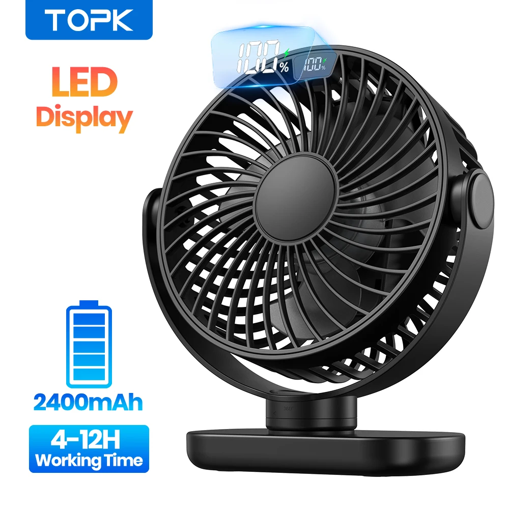 (preto 2400mah) Mini Ventilador Portátil De 5000mah