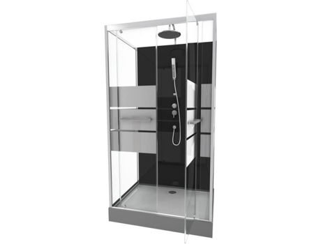 Cabine De Duche Com Portas Serigrafadas Cinza 110 X 80 X 235 Cm Aurlane