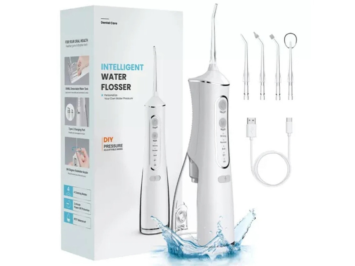 Irrigador Oral Yizhood Água Dental Flosser Dentes 300ml Branco