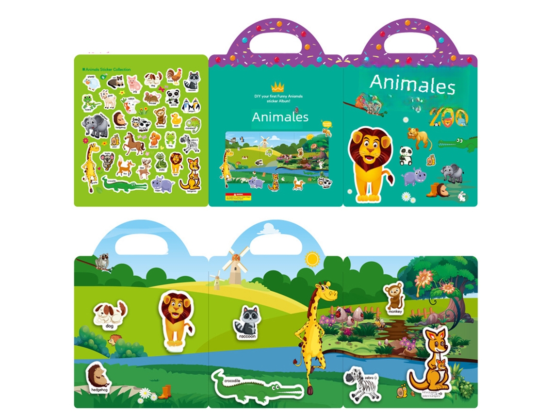 Livro de Autocolantes Reutilizável para Crianças com um Jogo de Puzzles ''faça Você Mesmo'' Gratuito, Adequado para Crianças. MDUG (estilo 4)