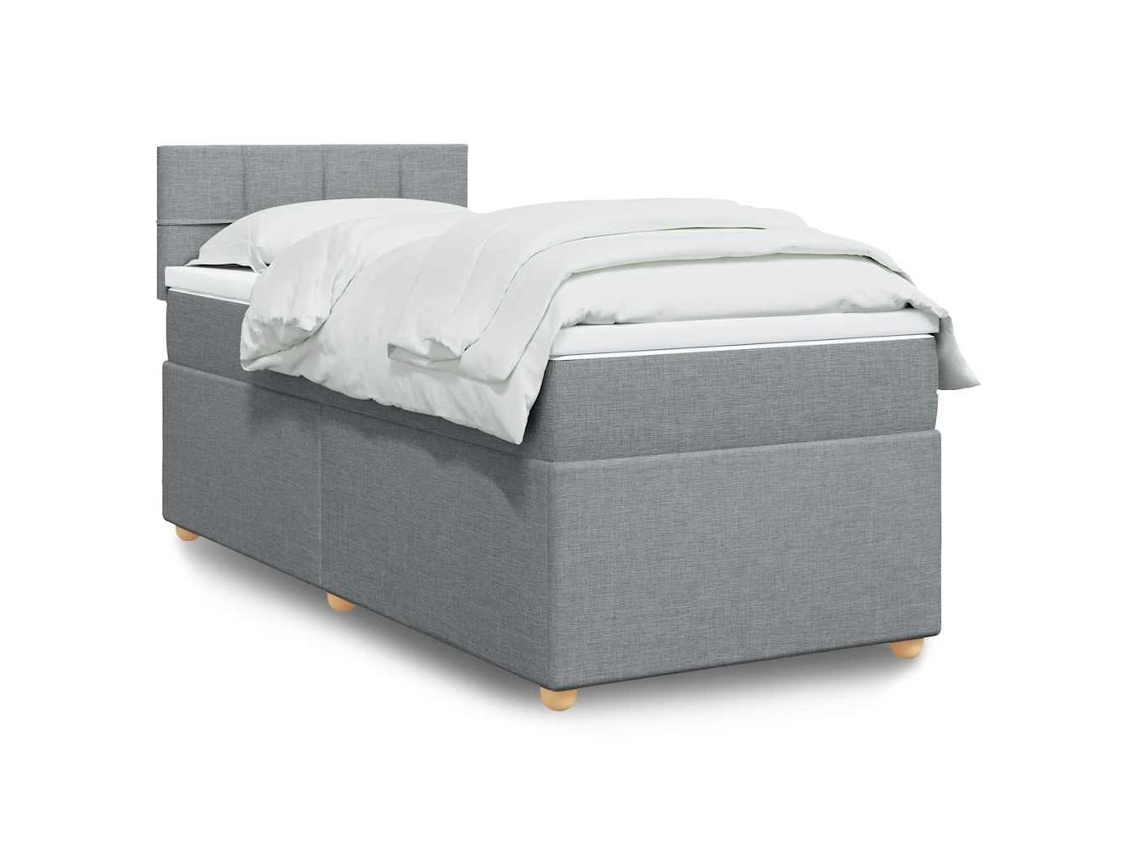 Vidaxl Cama Com Molas/colchão 80x200 Cm Tecido Cinza-claro