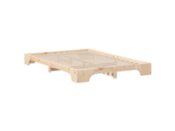 Conjunto 1 Estrutura Da Cama Vidaxl Castanho Madeira De Pinho Maciça (140 X 220 Cm)