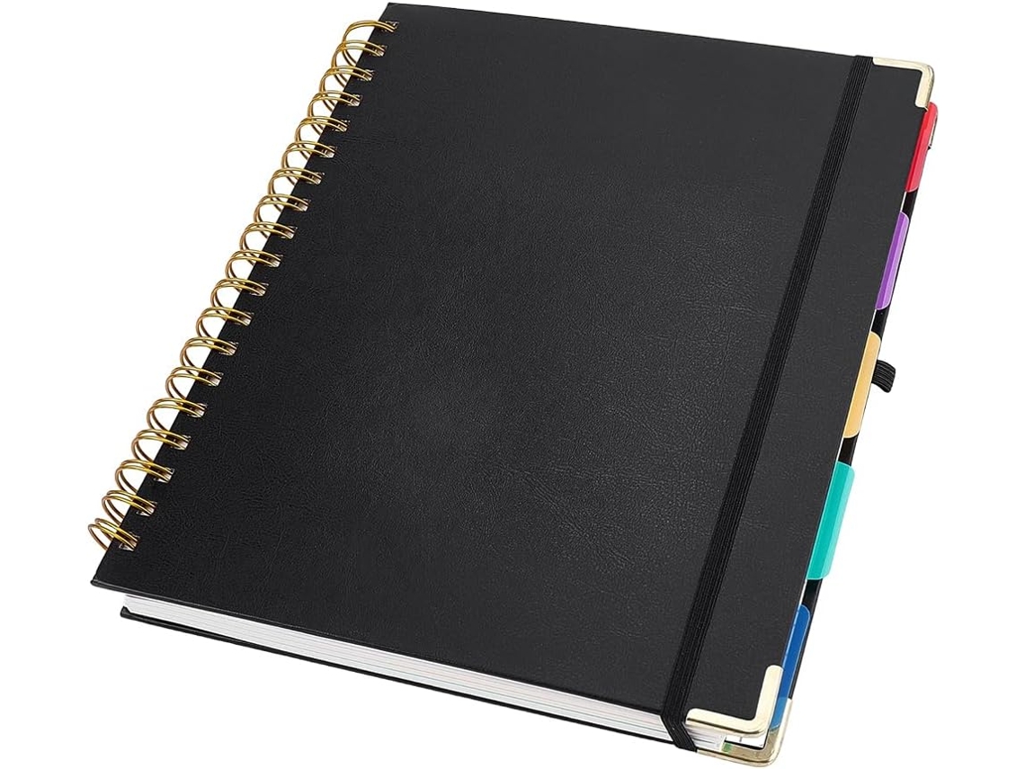 Caderno Espiral De Capa Dura Wadorn Com Divisórias Removíveis Abas, 300 Páginas, 21,6 X 25,4 Cm,