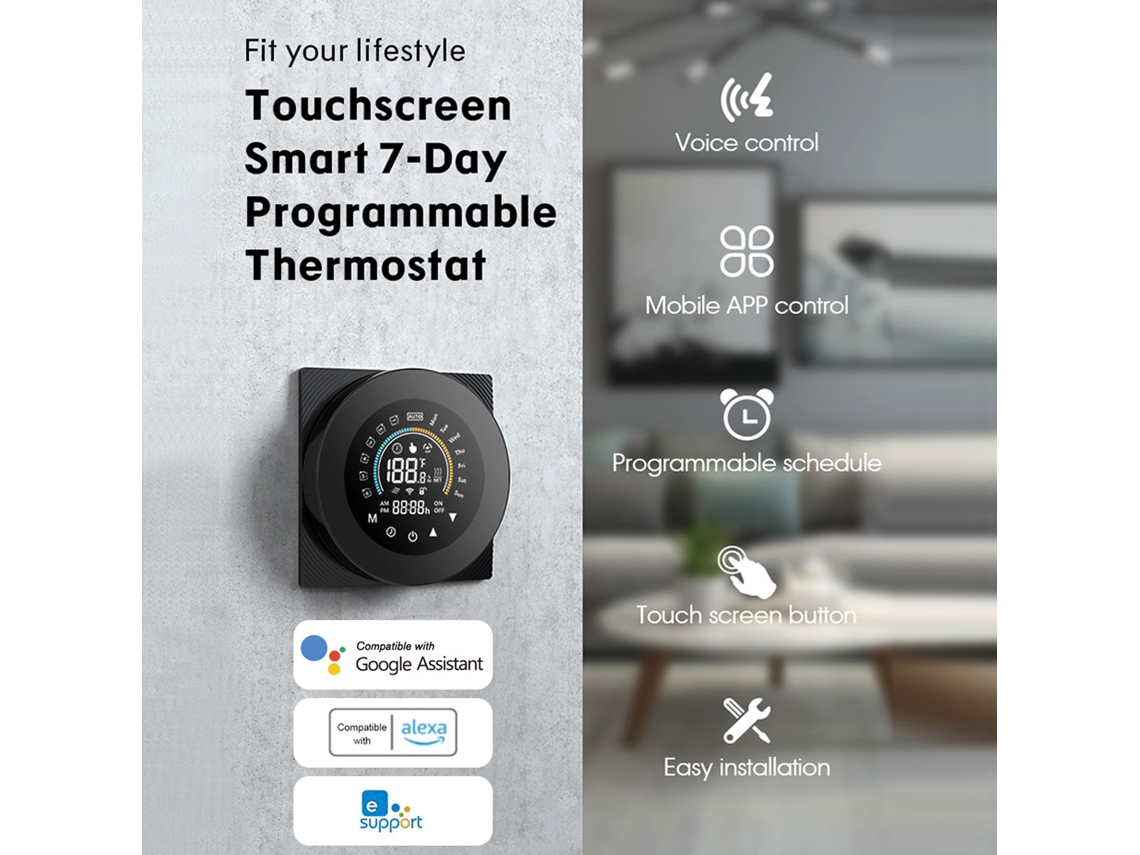 Termóstato De Aquecimento Elétrico Inteligente Wifi Ewelink (com Controlo Wifi Inteligente E Função De Pesquisa E Emparelhamento De Ponto De Acesso Bt