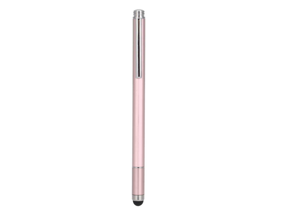 Caneta Stylus Com Ponta De Silicone E Disco Transparente, Cor Rosa.