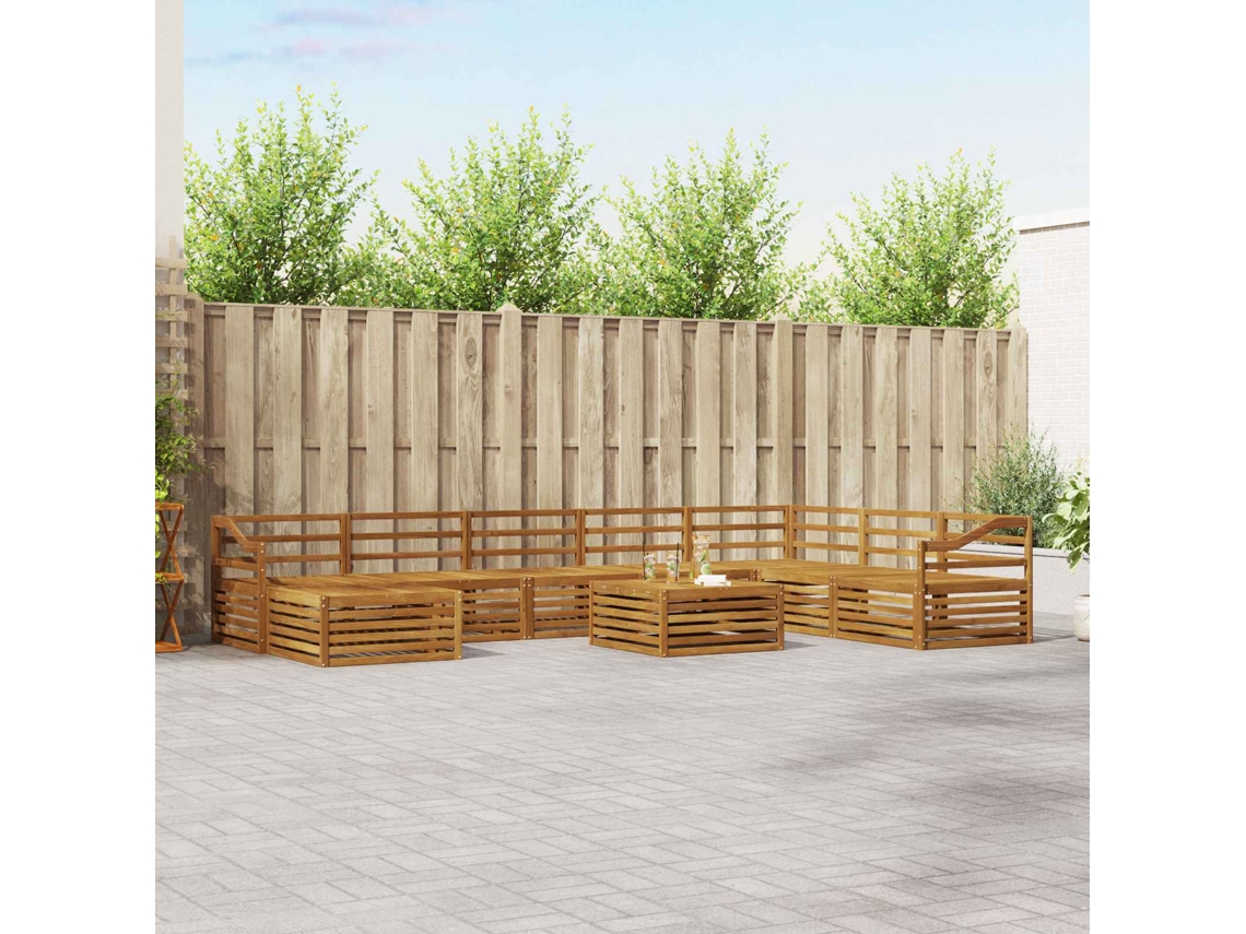 Vidaxl Conjunto De Sofás Para Exterior 9 Unid. Natural