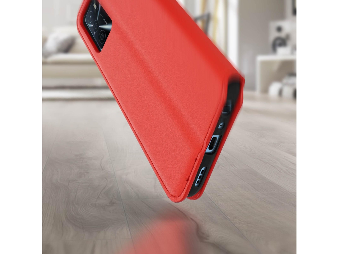 Capa Fólio Avizar para Oppo A16S Da Serie Elec Espaço de Armazenamento Vermelho