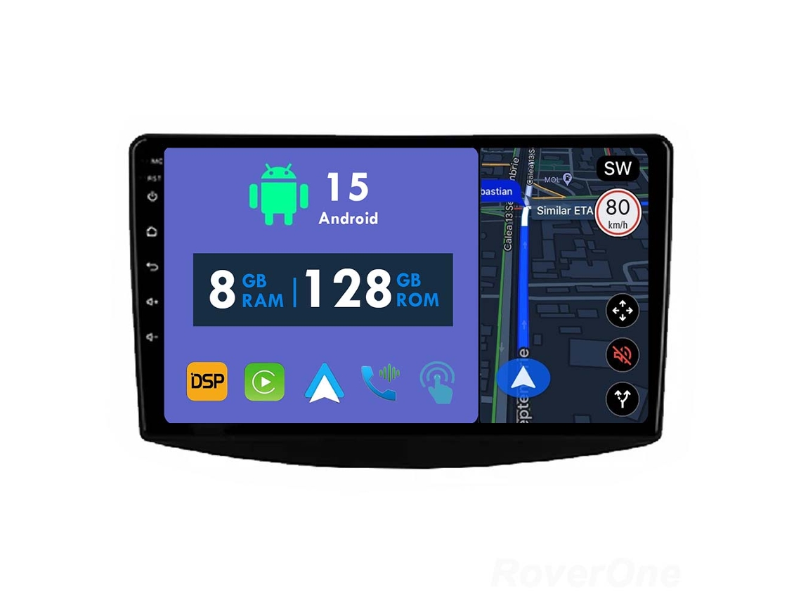 Auto Rádio Carro Bluetooth Autoradio 8GB RAM 128G ROM CarPlay Navegação GPS Ecrã Táctil RoverOne para Mitsubishi Grandis 1 2003-2011  