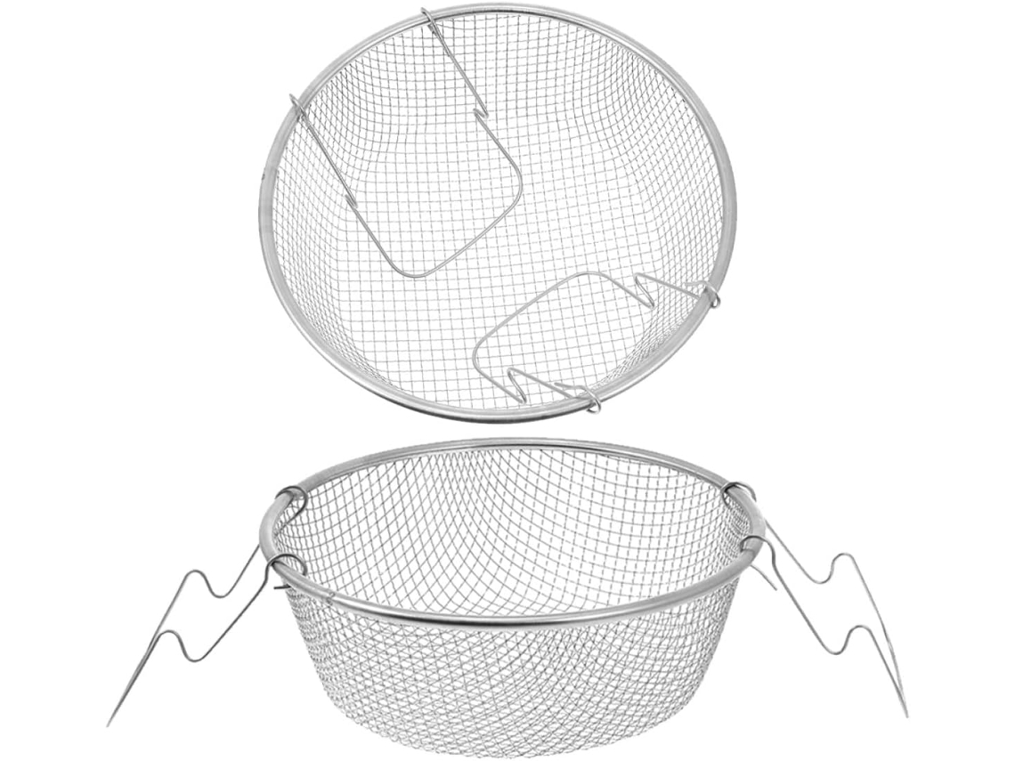 2 Cestos Para Fritura Em Aço Inoxidável, Dimensões: 27 X 20 X 10 Cm (10,6 X 7,9 X 3,9 Polegadas)