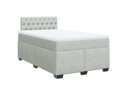 Cama Boxspring com Colchão Veludo Cinzento Claro MAISON EXCLUSIVE (120x200 cm)