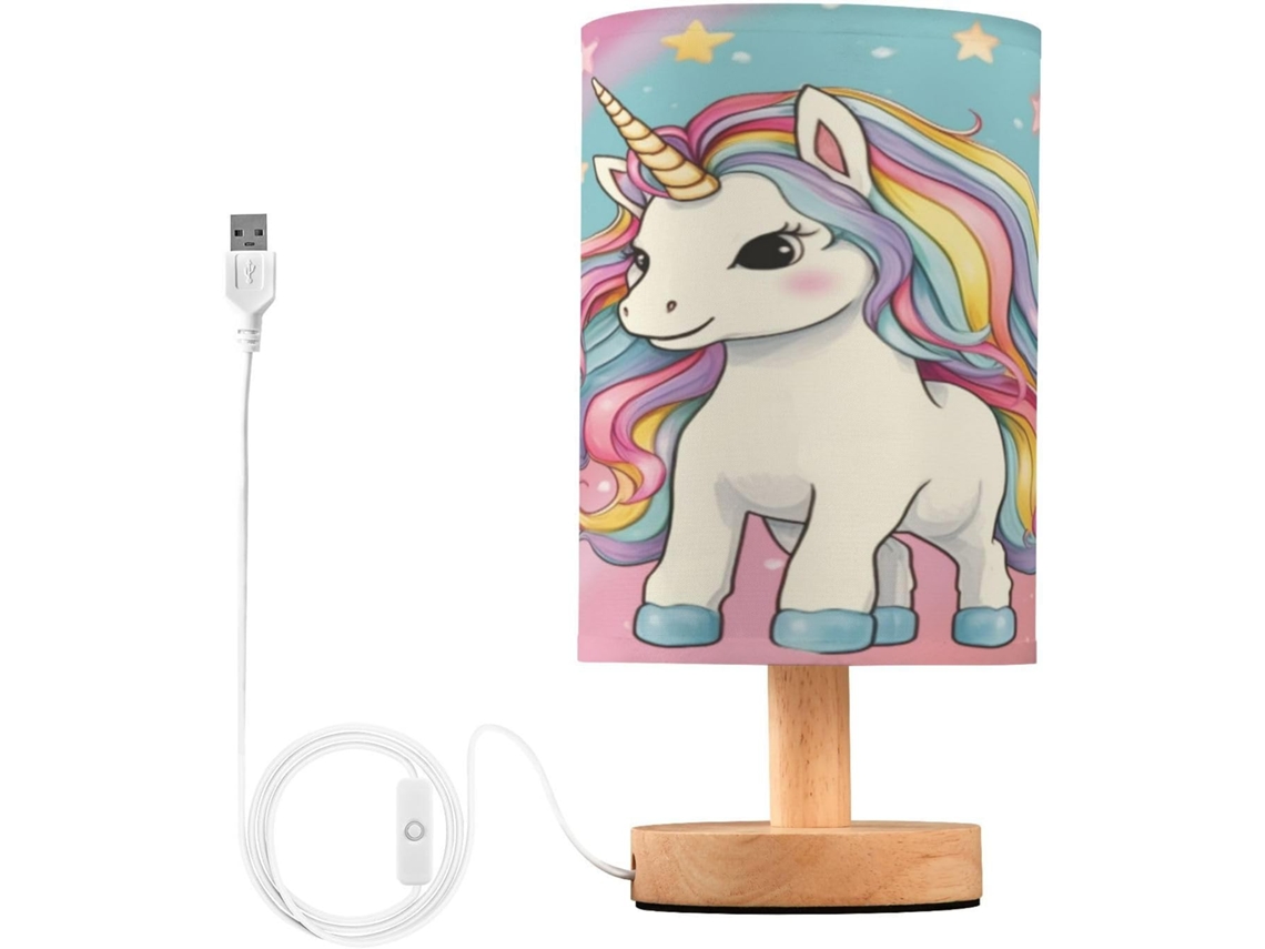 Luminária De Mesa Em Formato Cavalo Skyshu Pequena Led Usb Com Base Madeira Antiderrapante E Cúpula Que Não Agride Os