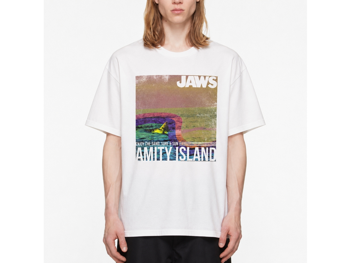 Rockinstone Jaws Movie Amity Island White Adult T-shirt Size:xxl