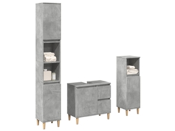 Vidaxl 3 Pcs Conj. Móveis Casa Banho Derivados Madeira Cinza Cimento