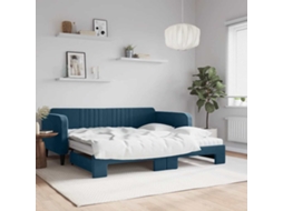 Vidaxl Sofá-cama Com Gavetão E Colchões 100x200 Cm Veludo Azul