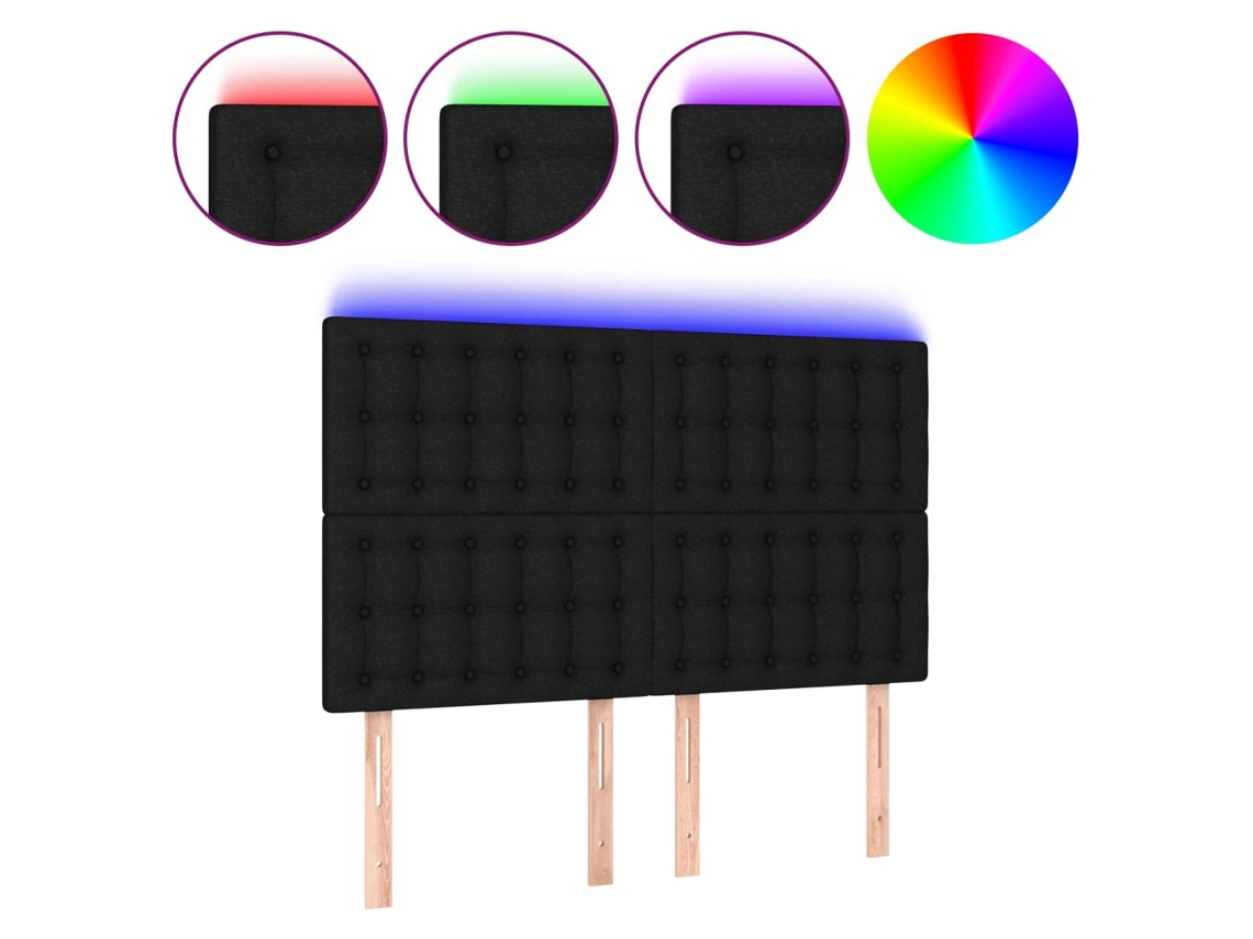 Led Headboard, Led Headboards Vidaxl Preto Tecido (144 X 5 X 118/128 Cm)