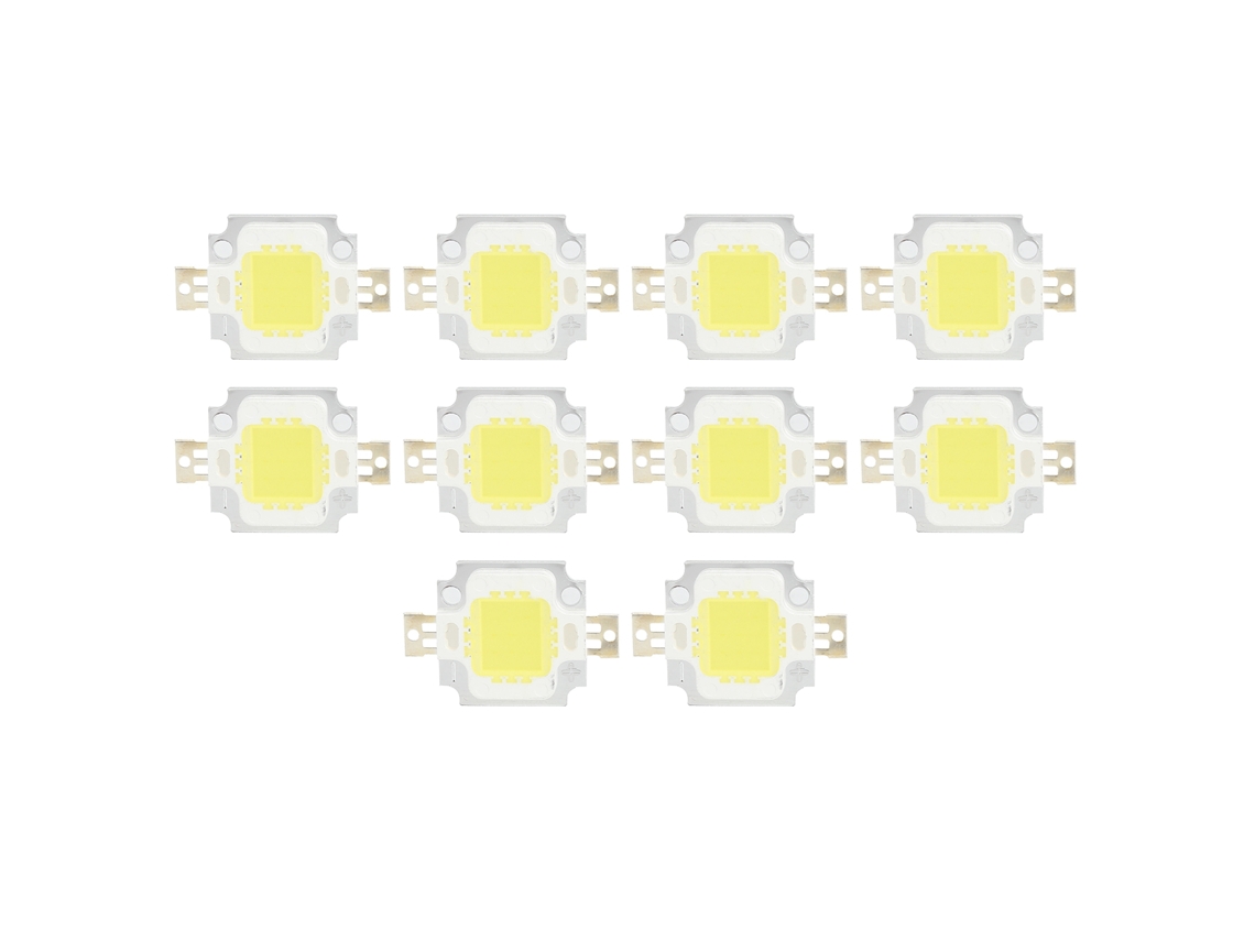 10pcs Fonte de Luz Cob 10w 6500k Chip Led Integrado 12v/700ma Branco Puro para Acessórios de Lâmpada Diy