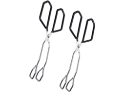Pinça Anti Escaldante Para Alimentos Cabilock Em Aço Inoxidável Preto, Conjunto Com 2 Unidades, Modelo Longo Com Cabeça