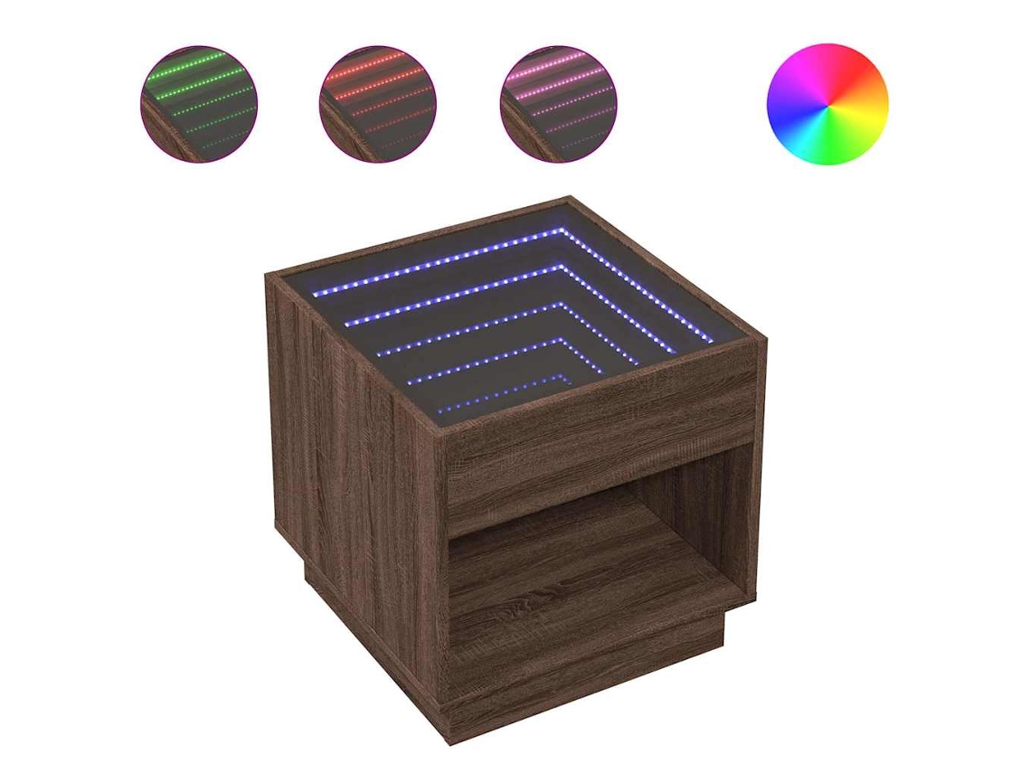 Mesa de centro Infinity Led Lights Carvalho Castanho MAISON EXCLUSIVE (50x50x50 cm)