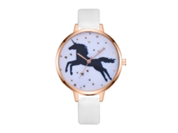 Relógio Analógico Feminino Simples de Cinto Pu Slim Quartzo Moda Branco
