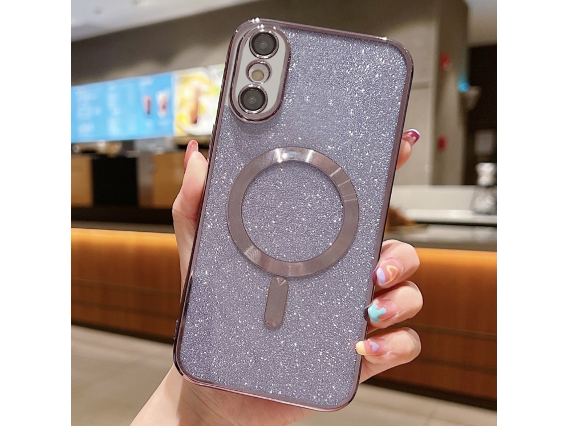 Capa De Tpu Para Iphone Xs - Glitter - Acabamento Eletroplástico - Magsafe
