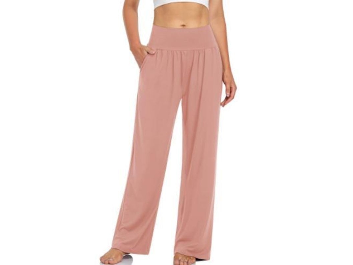 2026 pantalones Deportivos Mujer de Algodón Suaves de Cadera Alta Con Bolsillos para Yoga Y Pijama XL Rosa