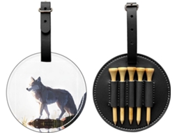 Bolsa para Tees de Golfe Wolf On The Rock, preta, fácil de transportar, S/MARCA